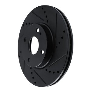 Mazda 2 Brake Rotor (1) - Front Right - R1 Concepts - Drilled & Slotted - Black - `16-`25